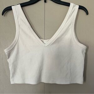 XL Wild Fable Cream Ribbed V-Neck Crop Top, Soft, Leisure